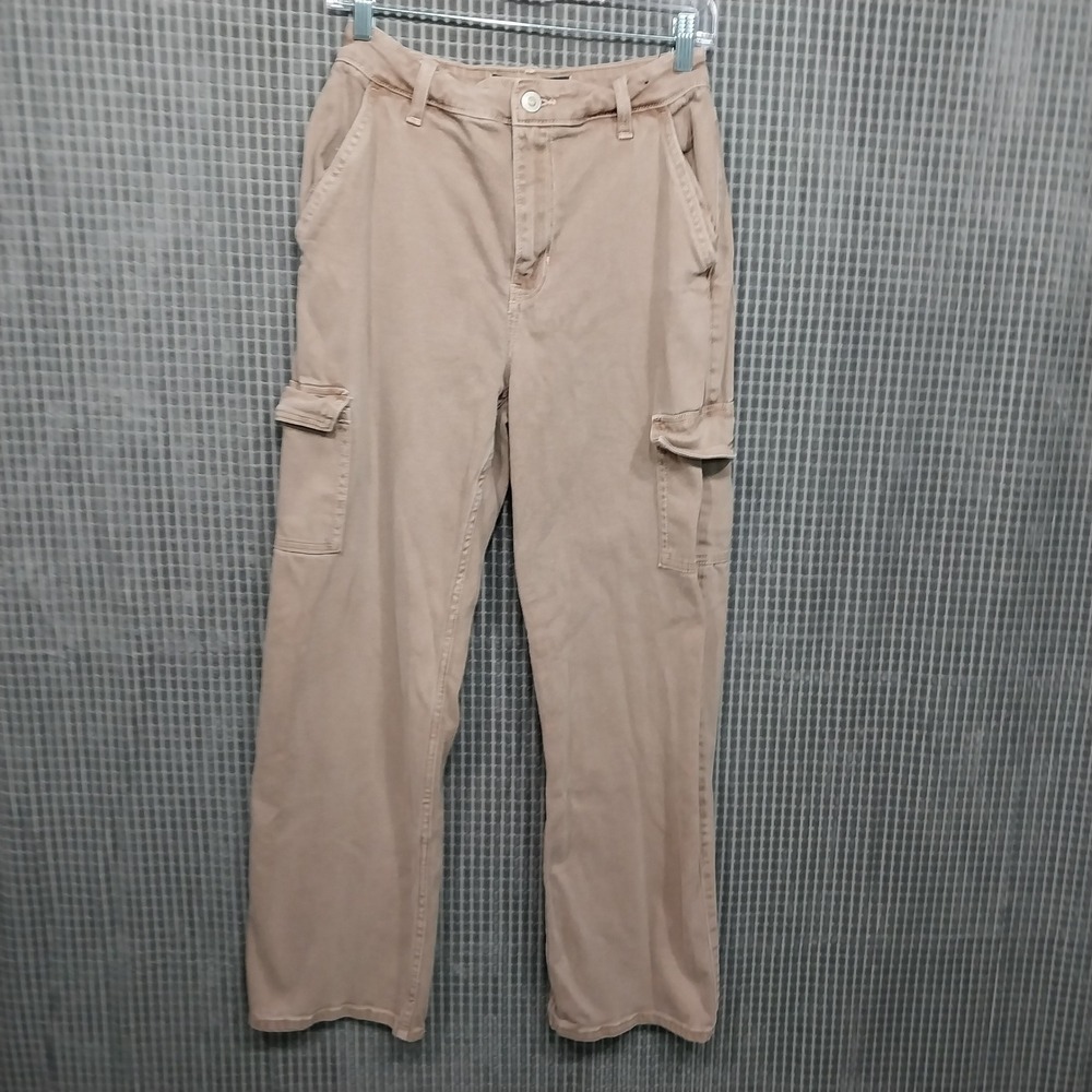 Hollister Womens Cargo Dad‎ Jeans Ultra High-Rise Vintage Stretch 2R 26R Tan